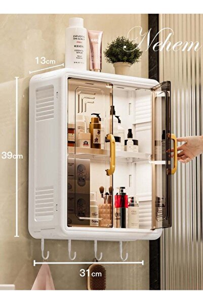 nehem Large Capacity No Drilling Bathroom Cabinet Wall-Mounted Organizer Shel...