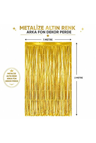 Generic Brand Mey Import ®   Gold Metalized Party Curtain 100X200 cm – Door a...