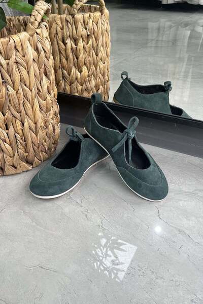 BABLACK Special Series 100% Nubuck Leather Women's Ballerinas Emerald