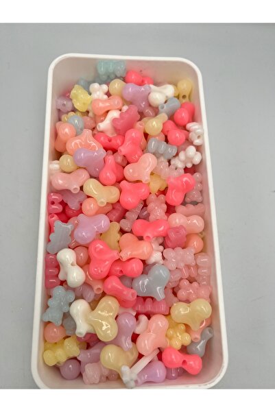 E.B EBRULİ BONCUK Soft Heart and Teddy Bear Mixed Color Plastic Beads (50 Gr)