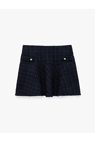 Koton Fustă mini din tweed cu nasturi și detalii aplicate