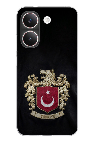 TechTree POCO X8 PRO Uyumlu Türk Sembolü Kurt ve Bayrak Desenli Baskılı Silik...