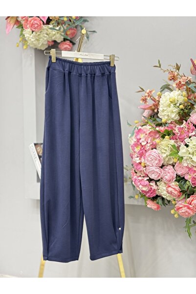 ALANURMODA 3124 Osyho Cuffed Pants with Pleated Detail Navy Blue