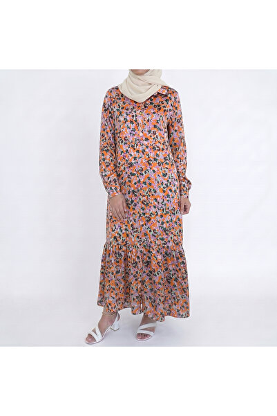 Dakakeen Concept Floral Print Spring Dress – Elegant Vibrant Silk Flowing Fit...