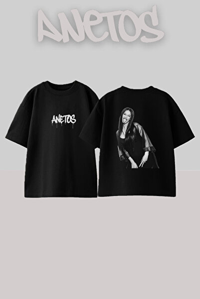 Anetos Cardi B_6 Design Printed Unisex Oversize Black Tshirt