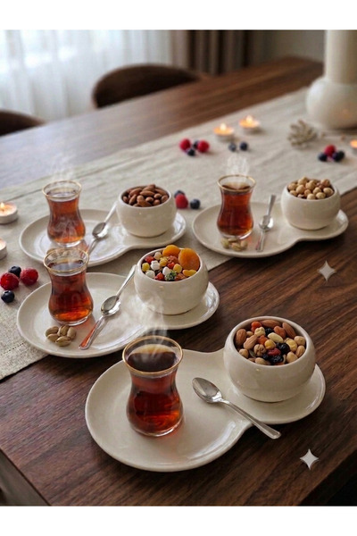 KESEN ZÜCCACİYE Porcelain 4-Piece Bowl and Presentation Plate Set