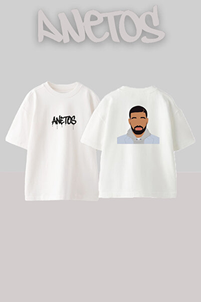 Anetos Drake_27 Design Printed Unisex Oversize White Tshirt
