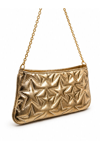 Nura Collection Stella Star Patterned Chain Strap Women's Shoulder Bag – Gold