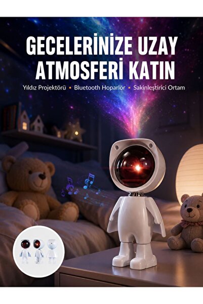 Genel Markalar 180 Derece Dönebilen Astronot Masa ve Gece Lambası Projektör Y...