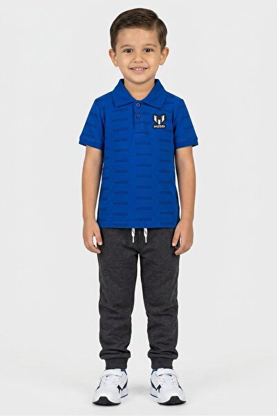 MESSİ Toddlers Boy Vingino Short Sleeve Allover Print Polo, Blue