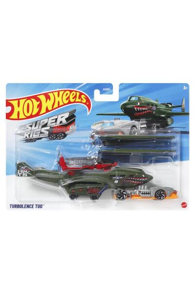 Mattel Interactive Hot Wheels Super Rigs Set Avion și Mașină Turbulence Tug