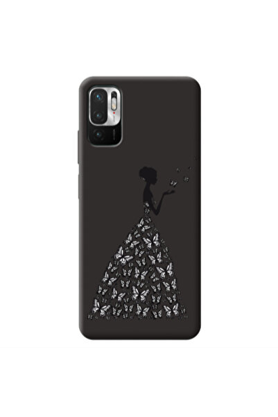 Other Xiaomi Redmi Note 10 Pro 5G Butterfly Girl Black Colored Silicone TPU Θήκη
