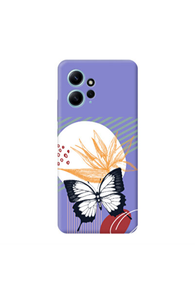 Other Xiaomi Redmi Note 12 4G Butterfly Lines Purple Colored Silicone TPU Θήκη