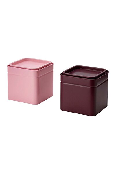 IKEA Blomnıng Food Storage Box Claret Red-Pink 10X10X10 cm 2 Pieces
