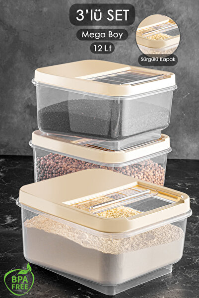 Empressco Set of 3 12 Lt Multi-Purpose Storage Boxes with Cream Sliding Lids