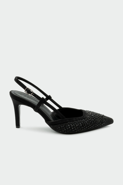 LAMİNTA İnzagi Stone Embellished Women's Black Heeled Shoes
