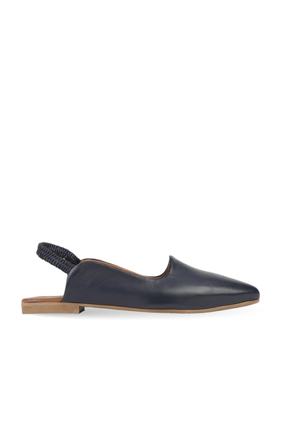 BUENO Navy Blue Leather Women's Flat Ballerinas