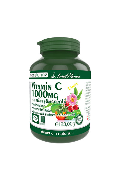 MEDICA Vitamina C 1000mg cu Macese si Acerola (Aroma de Portocale) 100cpr