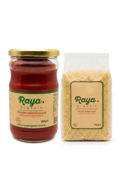 Raya Organik Organik Pilavlık Bulgur 1 kg - Organik Domates Salçası 650 gr 2'...