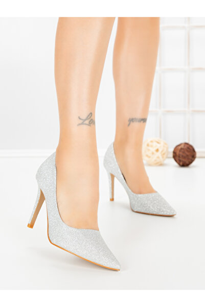 Vivirich Zamfira silver textile stiletto shoes