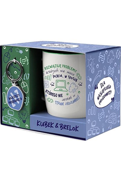 OEM Cadouri Be-HappySet cadou: cană 330 ml + breloc „Cel mai bun programator”