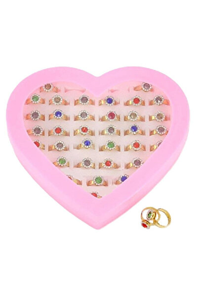 OEM ADAR, Set inele cu pietricica – 36 bucati, Multicolor, 15,5x14x3 cm