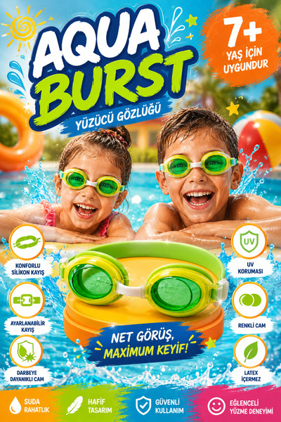hak-iş oyuncak نظارات السباحة باللون الأخضر والأصفر من نوع Aqua Burst