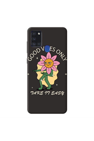 Other Samsung A21S Good Vibes Only Black Colored Silicone TPU Θήκη