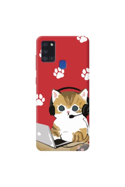 Other Samsung A21S Call Center Red Colored Silicone TPU Θήκη