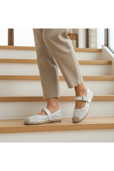 OEM Espadrile cu talpa împletită și cataramă, pentru damă, din piele ecologic...