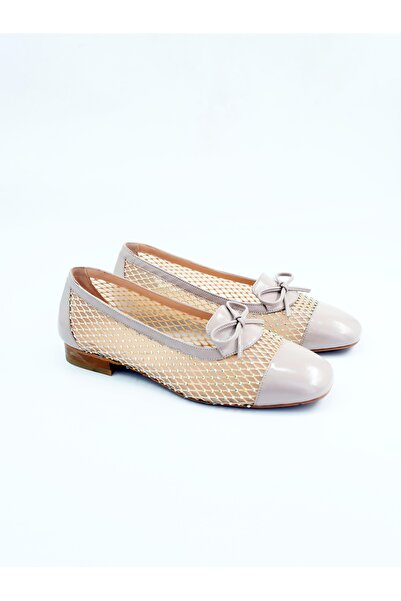 Tenau Women's Genuine Leather Ballerinas Beige