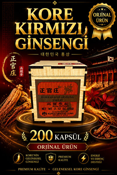 sarayli baharat Kırmızı Kore Ginsengi 200 kapsül Orjinal Ginseng Kapsülü