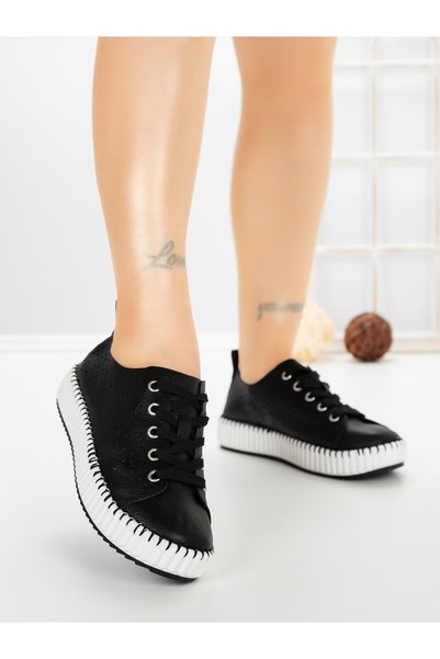 Buonarotti Pantofi sport dama negri cu alb Galenia