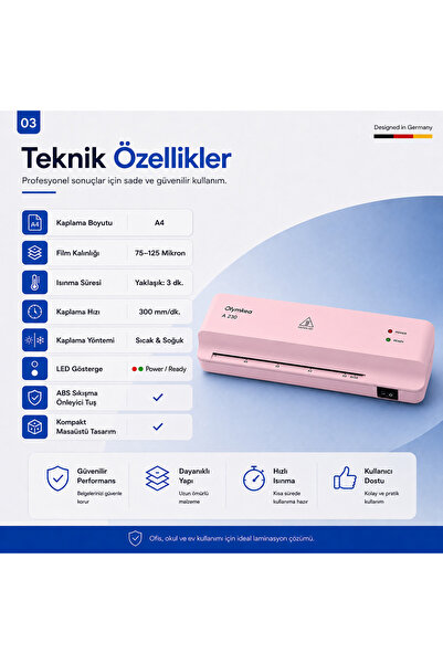 Olymkea A230 A4 Laminasyon Makinası&12 Adet PVC Hediyeli