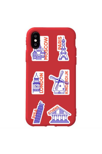 Other Apple iPhone Xs Pisa Athens Red Colored Silicone TPU Θήκη