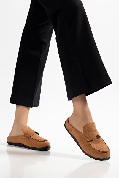 Moda Eleysa Irene Women's Tan Suede Poly Sole Detailed Slippers