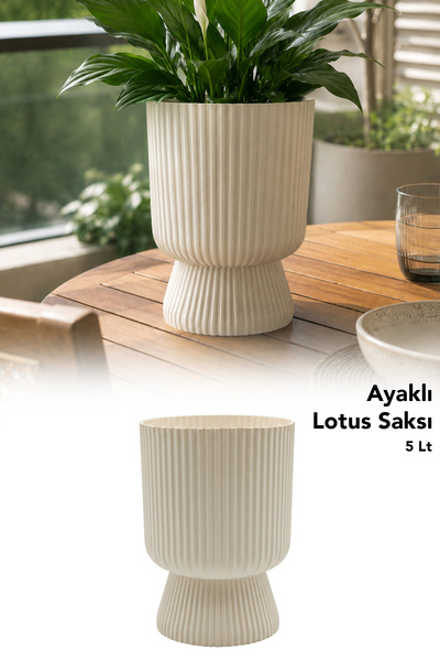 Meleni Home Ayaklı Lotus Model Saksı - Dekoratif İç ve Dış Mekan Kullanım Pla...