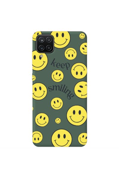 Other Samsung A12 Keep Smiling Dark Green Colored Silicone TPU Θήκη