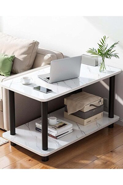 TAPIT Coffee Table 2 Tier Wooden Coffee Table Modern Sofa Table with Open Sto...