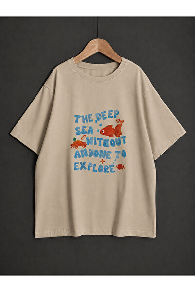 ZİYMO Unisex the Deep Sea Fish Printed Oversized T-Shirt
