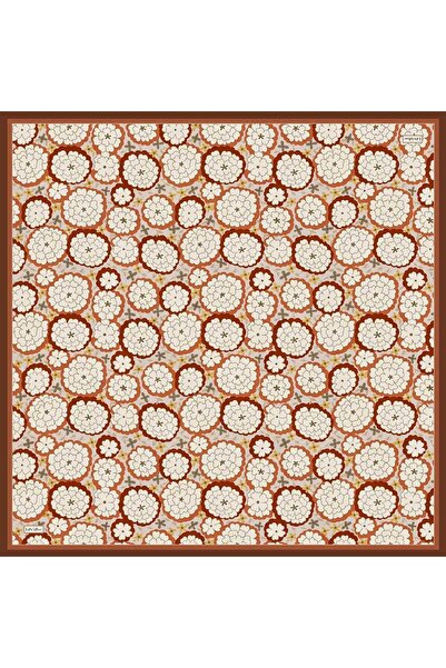 Levidor Orange Daisy Pattern Twill Silk Scarf