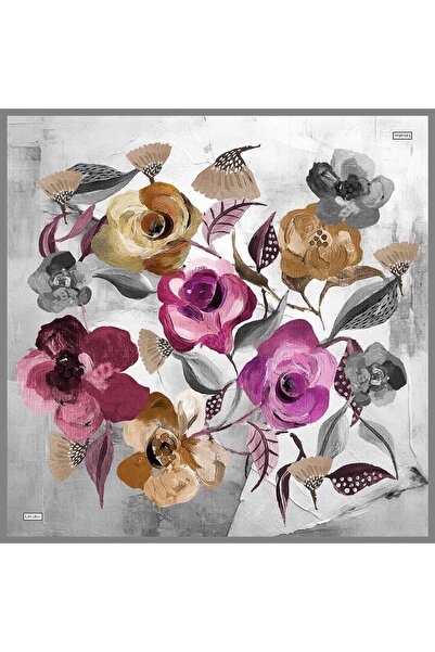 Levidor Gray Mixed Floral Pattern Sura Silk Scarf
