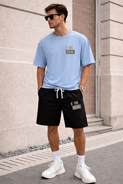 x-compass life Unisex Oversize Printed Shorts Set – Crew Neck Short Sleeve T-...