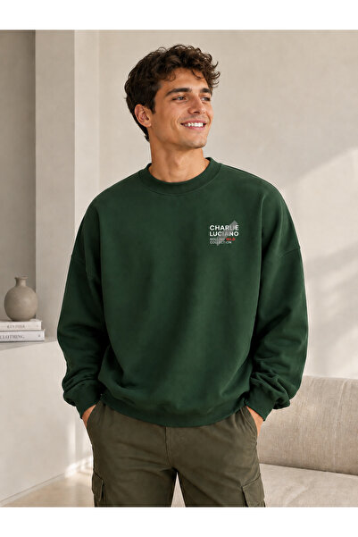 caddekombin Unisex Charlie Luciano Printed Crew Neck Sweatshirt