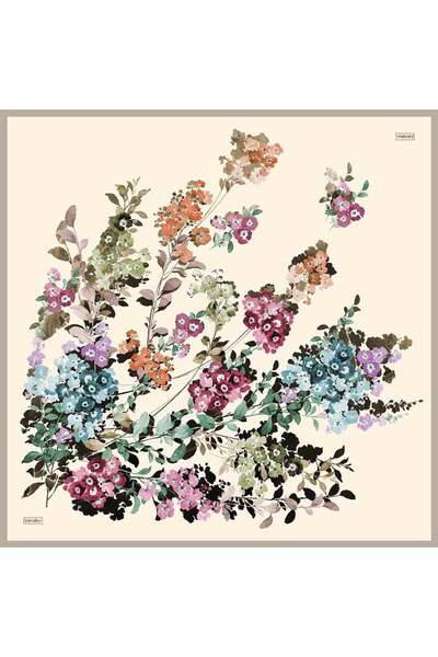 Levidor Latte Flower Pattern Sura Silk Scarf