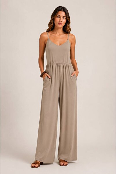 Rouge basıc Drawstring Pocketed Overalls