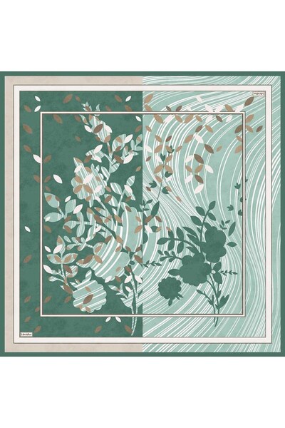 Levidor Green Leaf Cast Pattern Twill Silk Scarf