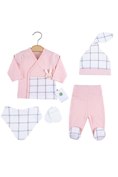 Ciccim Pink Plaid Baby Bodysuit Set of 5 - 4867