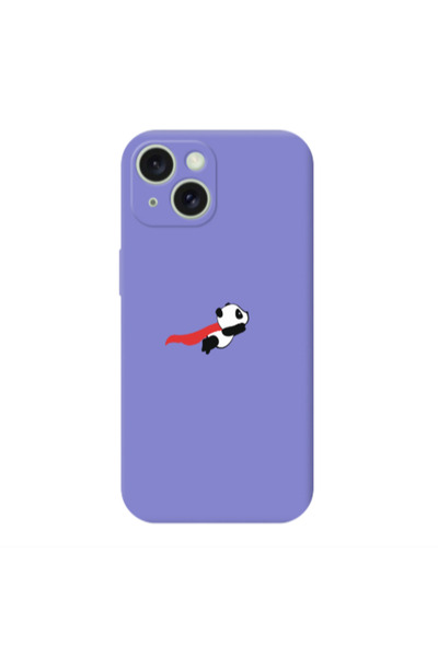 Other Apple iPhone 15 Plus kite flying panda Purple Colored Silicone TPU Θήκη