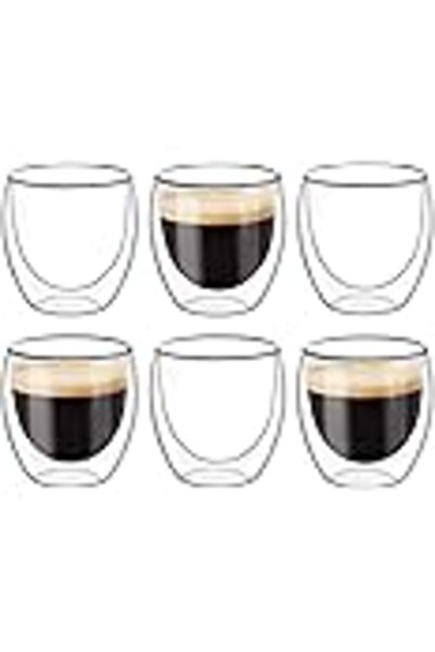 YumLock Best-Encounter 6 Pieces Double Wall Glasses Coffee Cup, Medium 250ml,...